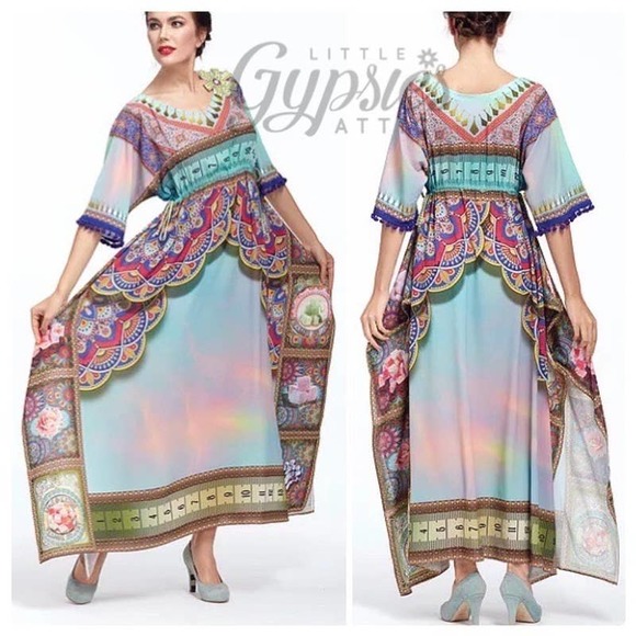 Hand Crafted Dresses & Skirts - Pastel Rainbows and Prisms Kaftan